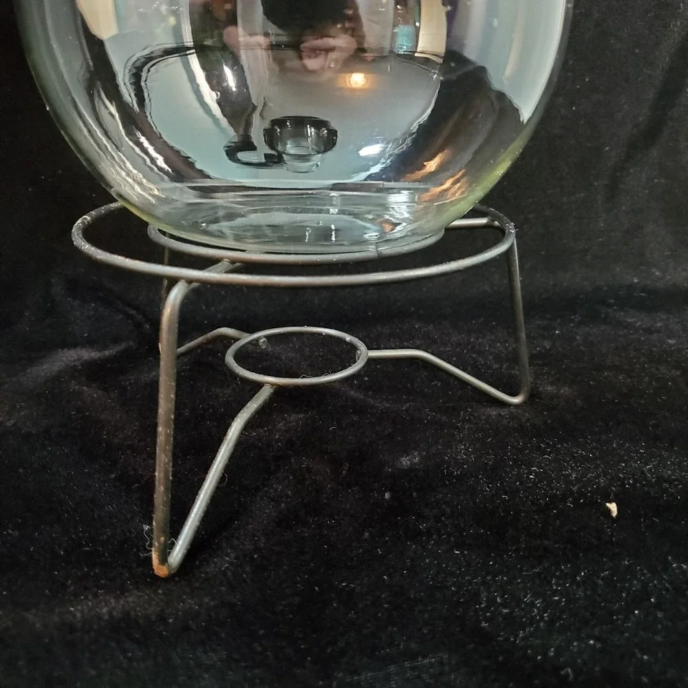 Inland XXX Coffee Carafe Warming Stand Cork Stopper Hand Blown Glass 16 Cup Vtg